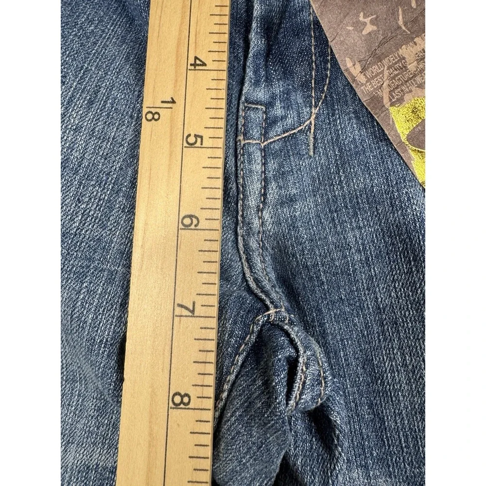 Clash Jeans womens 3 Distressed Blue Bootcut Embroidered‎ Western Boho Y2K